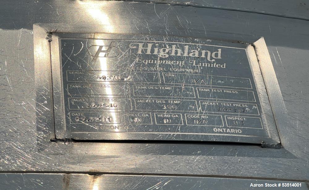 Highland Equipment 10,000 Gallon Jacketed Tank