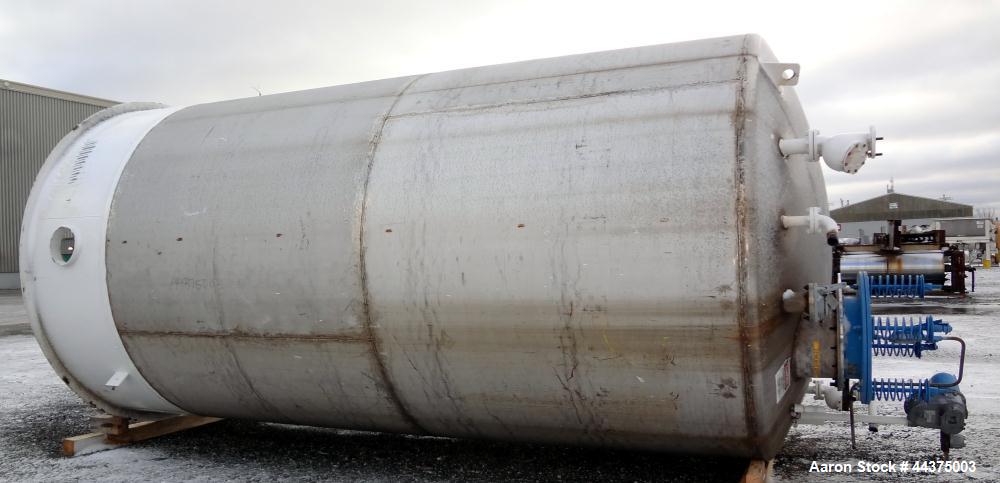 Used Imperial Steel Tank, 10,000 Gallon, 304 Stainless Steel, Vertical. 120" Diameter x 192" straight side, dished top and bottom. Openings top (2) 2", 3", 4", approximate 18" man way with cover. 23"...