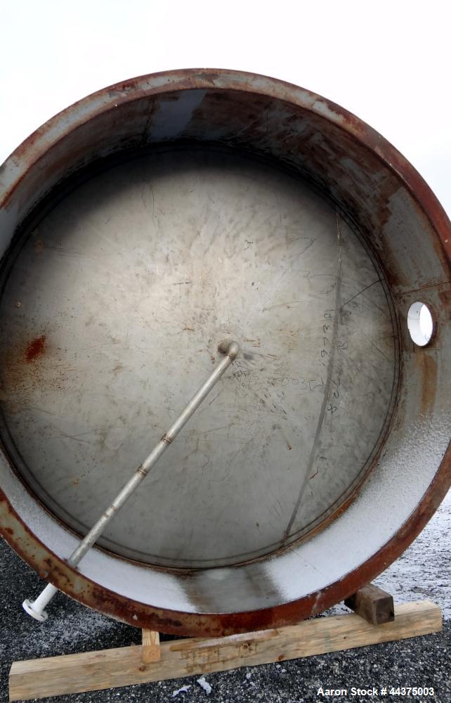 Used Imperial Steel Tank, 10,000 Gallon, 304 Stainless Steel, Vertical. 120" Diameter x 192" straight side, dished top and bottom. Openings top (2) 2", 3", 4", approximate 18" man way with cover. 23"...