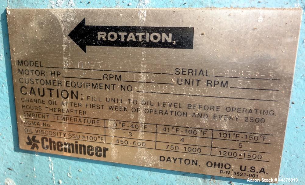 Used Tank, 10,500 Gallon, 304 Stainless Steel, Vertical. Approximate 126" diameter x 192" straight side, flat welded top, slight dished bottom. Fixed carbon steel agitator bridge with a Chemineer agi...
