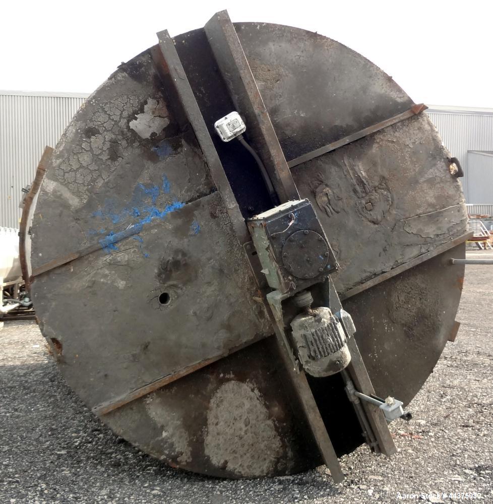 Used Imperial Steel Tank, 10,000 Gallon, 304 Stainless Steel, Vertical. Approximate 120" diameter x 204" straight side, flat welded top, coned bottom. Fixed carbon steel agitator bridge with a top en...
