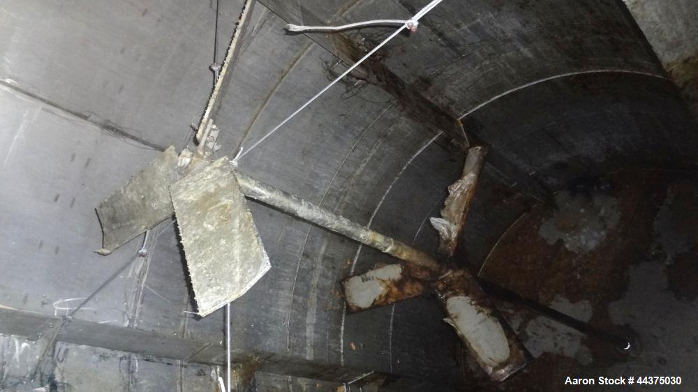 Used Imperial Steel Tank, 10,000 Gallon, 304 Stainless Steel, Vertical. Approximate 120" diameter x 204" straight side, flat welded top, coned bottom. Fixed carbon steel agitator bridge with a top en...