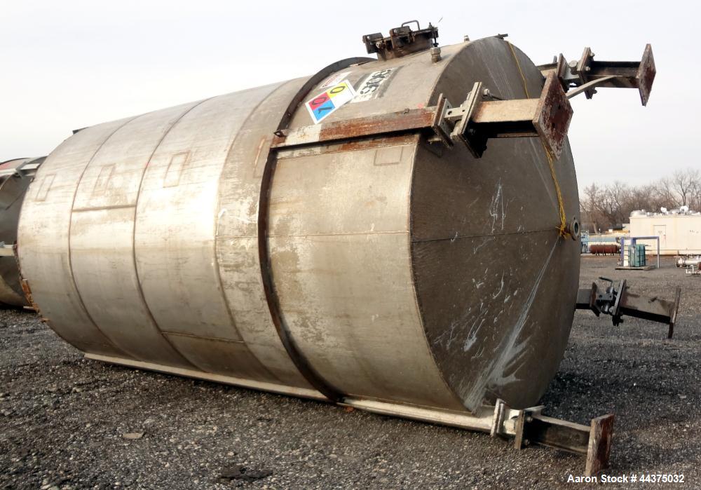 Used Imperial Steel Tank, 10,000 Gallon, 304 Stainless Steel, Vertical. Approximate 120" diameter x 204" straight side, flat welded top, coned bottom. Fixed carbon steel agitator bridge with a top en...