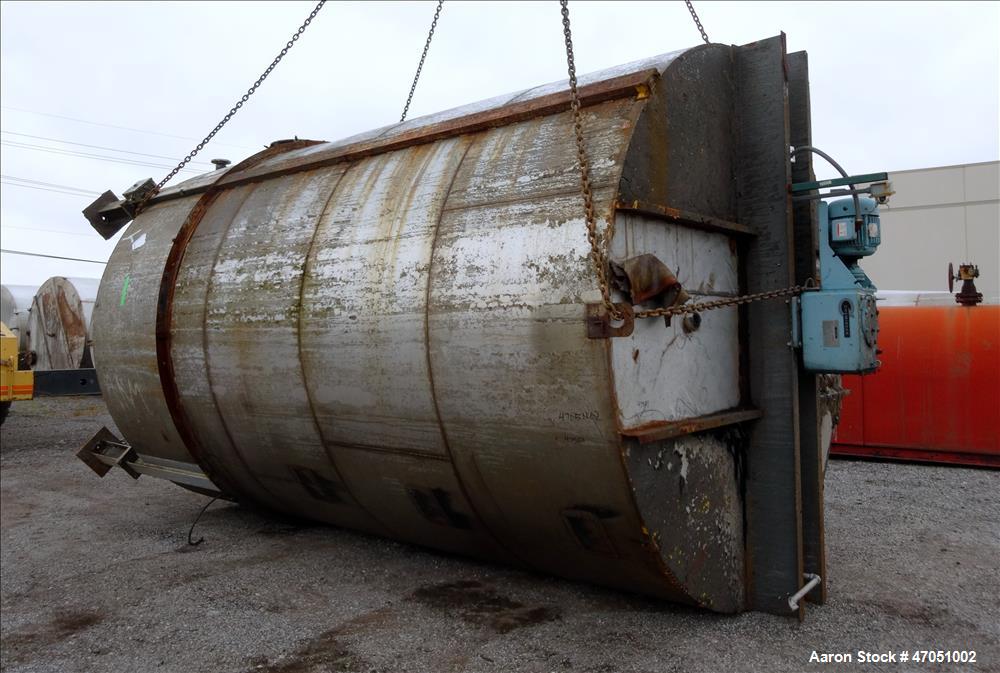 Used Imperial Steel Tank Company Tank, 12,000 Gallon, 304 Stainless Steel, Vertical. Approximate 132" diameter x 204" straight side. Flat top, cone bottom. Fixed carbon steel agitator bridge with a C...
