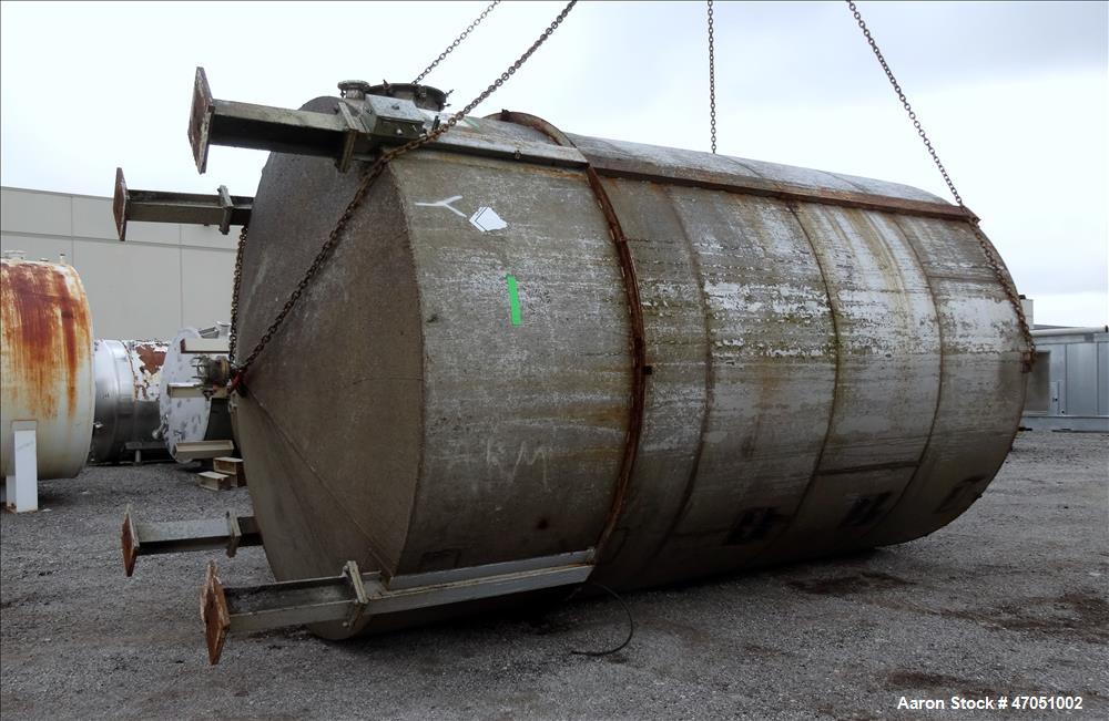 Used Imperial Steel Tank Company Tank, 12,000 Gallon, 304 Stainless Steel, Vertical. Approximate 132" diameter x 204" straight side. Flat top, cone bottom. Fixed carbon steel agitator bridge with a C...