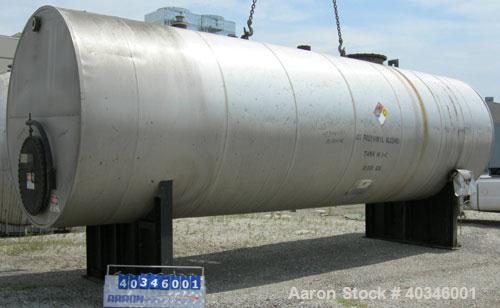 Used Industrial Air Tank, 10,000 Gallon, 304 Stainless Steel, Horizontal, Insulated. Approximately 8' diameter x 28' long, appears to be flat ends. Openings: top (2) 3'', 4'', 30'' manway with cover,...