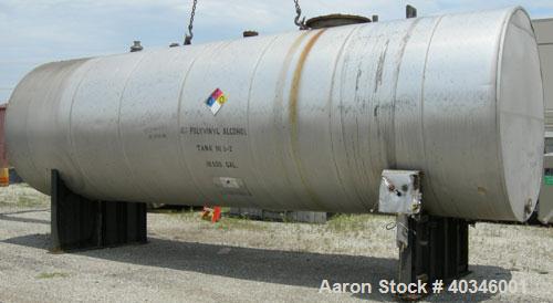 Used Industrial Air Tank, 10,000 Gallon, 304 Stainless Steel, Horizontal, Insulated. Approximately 8' diameter x 28' long, appears to be flat ends. Openings: top (2) 3'', 4'', 30'' manway with cover,...