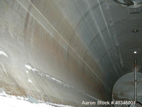 Used Industrial Air Tank, 10,000 Gallon, 304 Stainless Steel, Horizontal, Insulated. Approximately 8' diameter x 28' long, appears to be flat ends. Openings: top (2) 3'', 4'', 30'' manway with cover,...