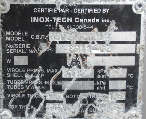 Used Inox-Tech Tank, 6000 Gallon, Model ASHS6000USG, 304 Stainless Steel, Horizontal. 97-1/2" Diameter x 180" straight side, coned heads. Bottom dimple jacketed, approximately 72’’ wide x 165’’ long ...