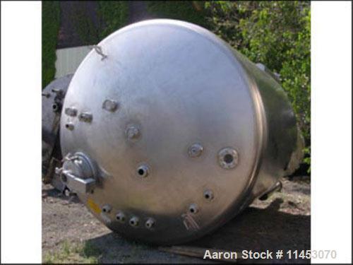 Used- INOX Pressure Tank, 5000 Gallon, 316 Stainless Steel, Vertical. 9' diameter x 10' straight side, dished top and bottom...