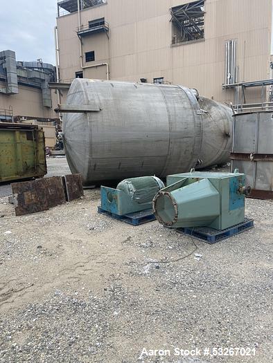 Used- IPSCO approximately 9300 gallon 304 stainless steel vertical mix tank. 138" diameter X 144" high straight side. Intern...