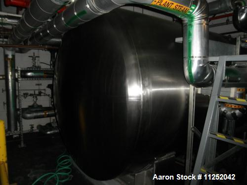 Used JV Northwest 7,500 Gallon Stainless Steel, Jacketed Pressure Tank, Horizontal Orientation. Measures 7' diameter x 32' long, dished ends. Vessel is internally rated for 50 PSI at 300 deg. F. Jack...