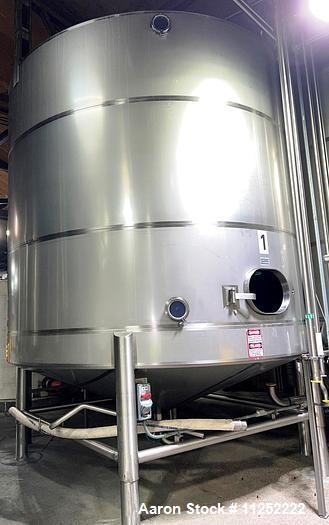 Used- JV Northwest 10,000 Gallon Stainless Steel Tank. Vessel measures 144" diameter x 138" straight side. Slight coned top ...