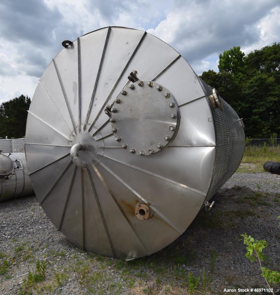 Used JMW James Machine Works API 650 Tank, 9,400 Gallon, 316L Stainless Steel, Vertical. 120" Diameter x 192" straight side, coned top, 24” sloped bottom. Internal rated maximum operating temperature...