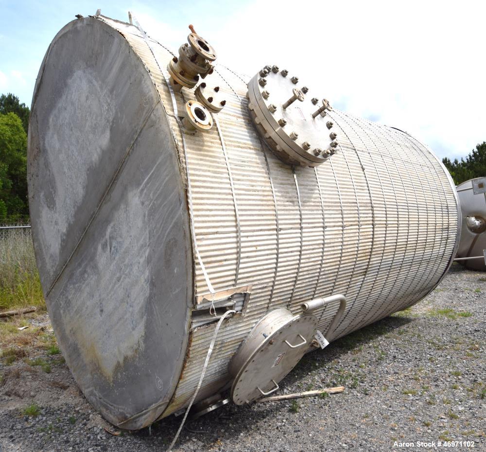 Used JMW James Machine Works API 650 Tank, 9,400 Gallon, 316L Stainless Steel, Vertical. 120" Diameter x 192" straight side, coned top, 24” sloped bottom. Internal rated maximum operating temperature...