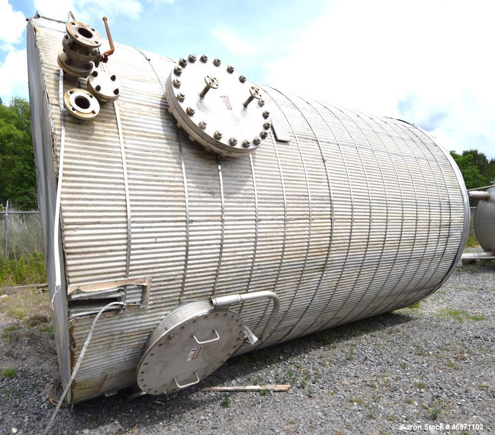 Used JMW James Machine Works API 650 Tank, 9,400 Gallon, 316L Stainless Steel, Vertical. 120" Diameter x 192" straight side, coned top, 24” sloped bottom. Internal rated maximum operating temperature...