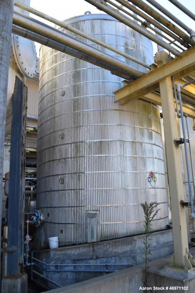 Used JMW James Machine Works API 650 Tank, 9,400 Gallon, 316L Stainless Steel, Vertical. 120" Diameter x 192" straight side, coned top, 24” sloped bottom. Internal rated maximum operating temperature...