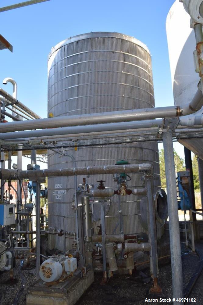 Used JMW James Machine Works API 650 Tank, 9,400 Gallon, 316L Stainless Steel, Vertical. 120" Diameter x 192" straight side, coned top, 24” sloped bottom. Internal rated maximum operating temperature...