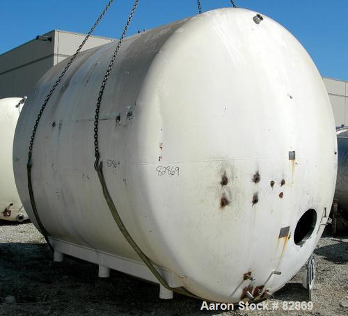 Used Chester Jensen Tank, 5,000 gallon, Model AHC, 304 stainless steel, horizontal. 114" diameter x 98" straight side, dished heads. Bottom of tank dimple jacketed, approximately 6' wide x 8' long ar...