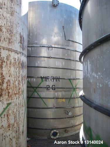 Used- Joseph Oat and Sons Vertical Storage Tank. Approximately 8000 gallon, stainless steel. 10' diameter x 13'-6" high stra...