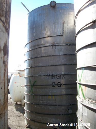 Used- Joseph Oat and Sons Vertical Storage Tank. Approximately 8000 gallon, stainless steel. 10' diameter x 13'-6" high stra...