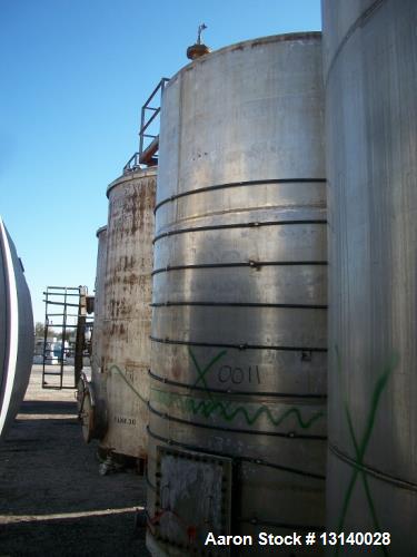 Used- Joseph Oat and Sons Vertical Storage Tank. Approximately 8000 gallon, stainless steel. 10' diameter x 13'-6" high stra...