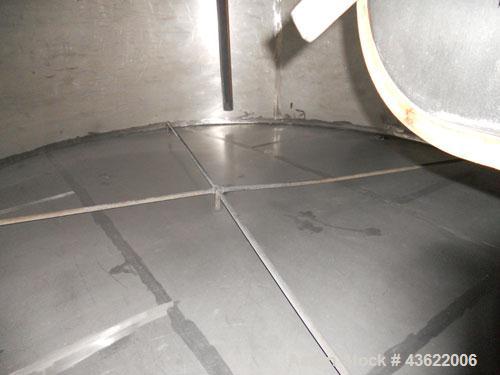 Used Krenz Approximately 10,000 Gallon Stainless Steel Storage Tank. Approximately 12' diameter x 12' straight side. Flat bottom and slight cone top. Various top openings including a 17"manway with c...