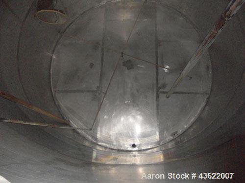 Used Krenz Approximately 10,000 Gallon Stainless Steel Storage Tank. Approximately 12' diameter x 12' straight side. Flat bottom and slight cone top. Various top openings including a 17"manway with c...