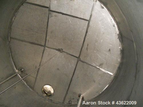 Used Krenz approx. 10,000 gallon stainless steel storage tank. Approx. 12' diameter x 12' straight side. Flat bottom and slight cone top. Various top openings including a 17"manway with cover. 3" Thr...