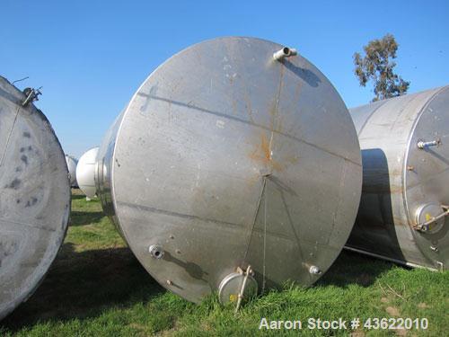 Used Krenz Approximately 8,500 Gallon Stainless Steel Storage Tank. Approximately 11' diameter x 12' straight side. Flat bottom and slight cone top. Various top openings including a 17"manway with co...