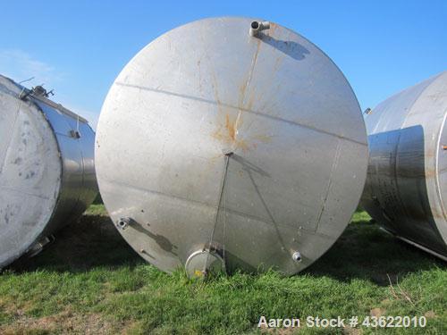 Used Krenz Approximately 8,500 Gallon Stainless Steel Storage Tank. Approximately 11' diameter x 12' straight side. Flat bottom and slight cone top. Various top openings including a 17"manway with co...