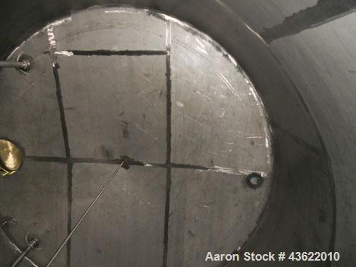 Used Krenz Approximately 8,500 Gallon Stainless Steel Storage Tank. Approximately 11' diameter x 12' straight side. Flat bottom and slight cone top. Various top openings including a 17"manway with co...