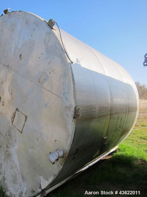 Used Krenz Approximately 8,500 Gallon Stainless Steel Storage Tank. Approximately 11' diameter x 12' straight side. Flat bottom and slight cone top. Various top openings including a 17" manway with c...