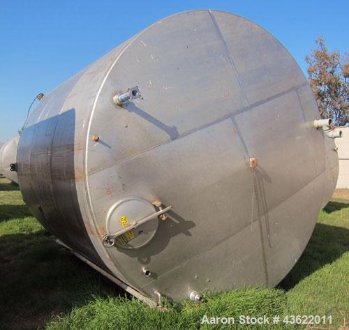 Used Krenz Approximately 8,500 Gallon Stainless Steel Storage Tank. Approximately 11' diameter x 12' straight side. Flat bottom and slight cone top. Various top openings including a 17" manway with c...