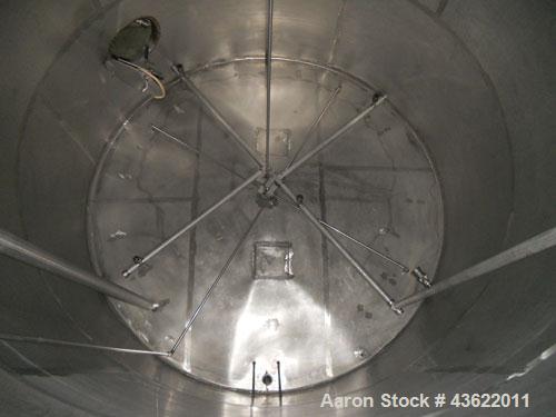 Used Krenz Approximately 8,500 Gallon Stainless Steel Storage Tank. Approximately 11' diameter x 12' straight side. Flat bottom and slight cone top. Various top openings including a 17" manway with c...