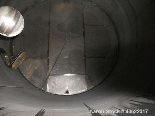 Used Krenz Approximately 10,000 Gallon Stainless Steel Storage Tank. Approximately 12' diameter x 12' straight side. Flat bottom and slight cone top. Various top openings including a 17" manway with ...