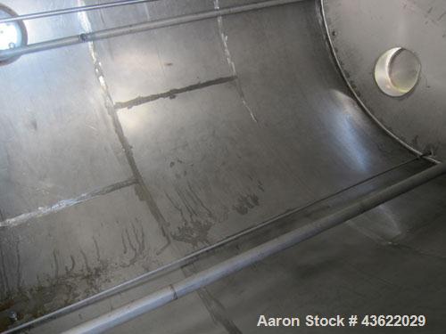 Used Saracco Tank & Mfg Approximately 8,500 Gallon Stainless Steel Storage Tank. Approximately 11' diameter x 12' straight side. Flat bottom and slight cone top. Various top openings including a 17"m...
