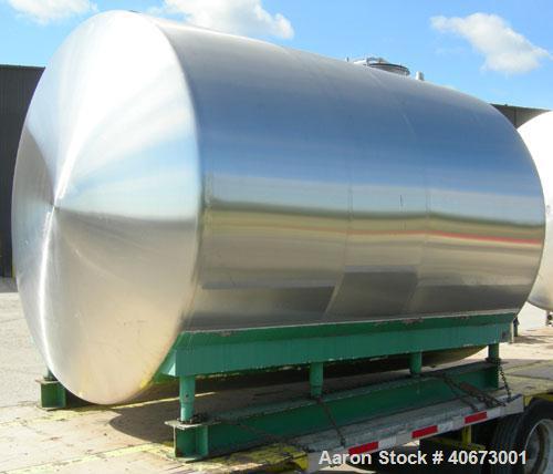Used L'Hoir Incorporated Tank, 5,104 gallons (4250 Imperial), 304 stainless steel, horizontal. Approximately 100 1/2" diameter x 132" straight side, dished heads. 2 internal CIP spray balls. Top Open...