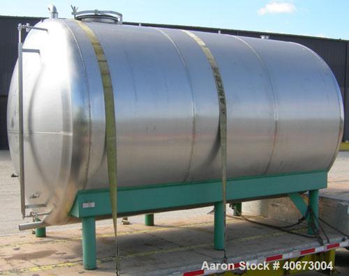 Used L'Hoir Incorporated tank, 4803 gallons (4000 Imperial), 304 stainless steel, horizontal. Approximately 94 1/2" diameter x 144" straight side, dished heads. 2 internal CIP spray balls. Top Openin...