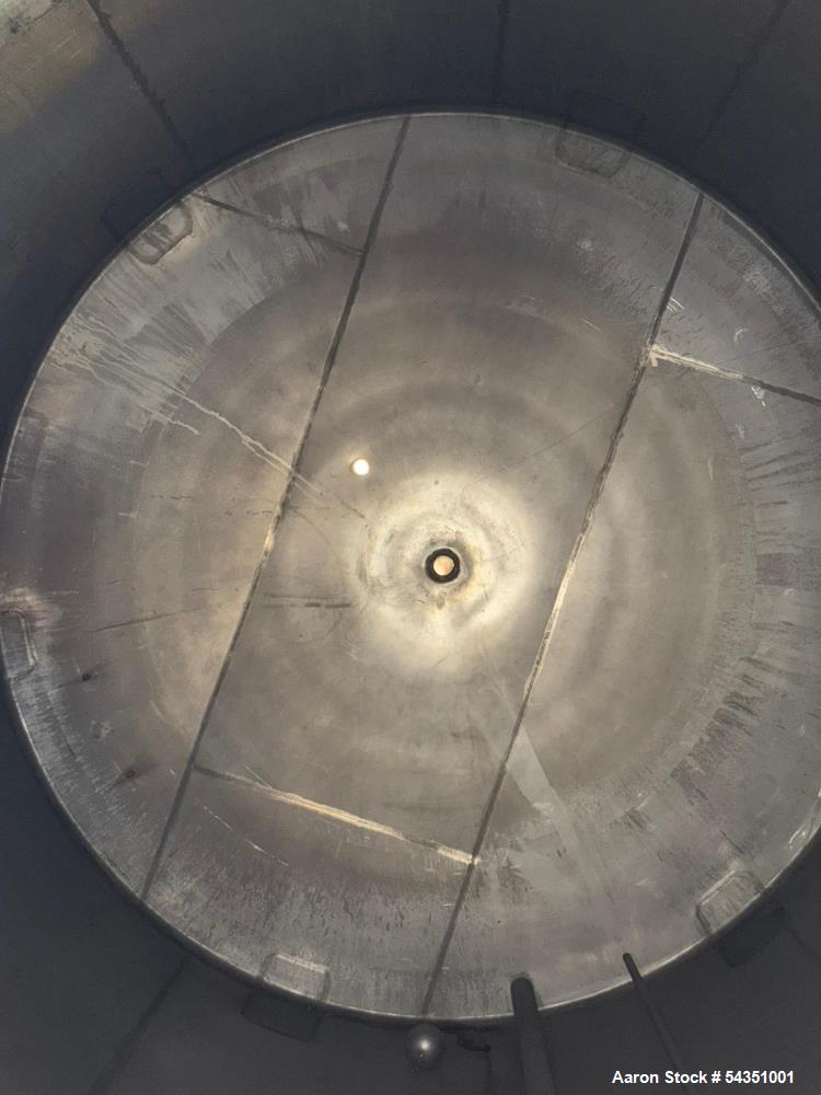 Used Letco Incorporated Approximate 15,000 Gallon Stainless Steel Tank,  Approximate 144" diameter x 216" straight side, dished top & bottom. Mounts on (6) steel legs (2 legs have been cut). Serial# ...