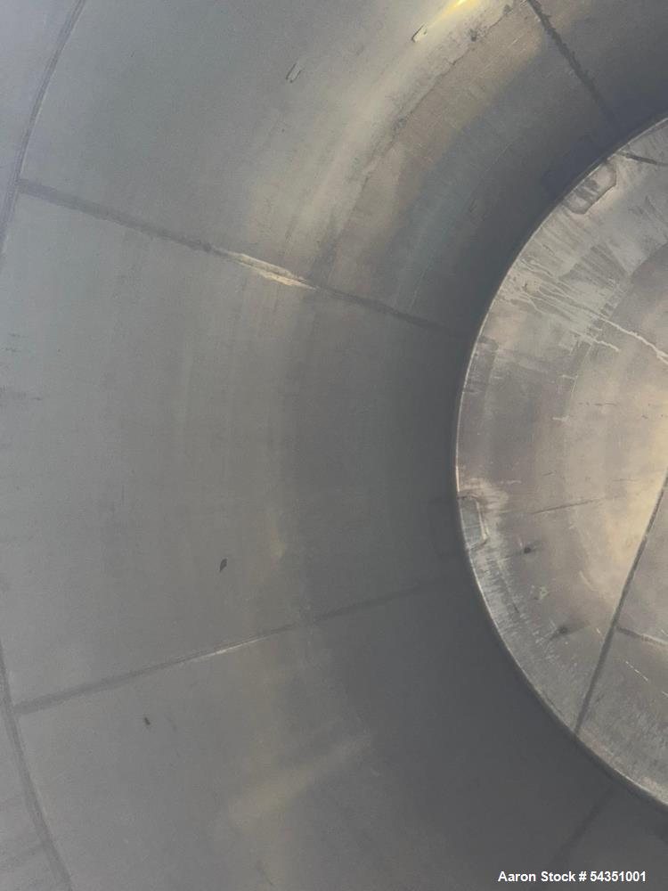 Used Letco Incorporated Approximate 15,000 Gallon Stainless Steel Tank,  Approximate 144" diameter x 216" straight side, dished top & bottom. Mounts on (6) steel legs (2 legs have been cut). Serial# ...