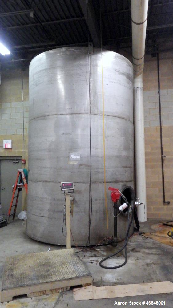 Used-Lewis Metals Corp Tank, 7684 Gallon, 304 Stainless Steel, Vertical.  114" Dia. x 174" Straight Side, Flat Top and Flat ...