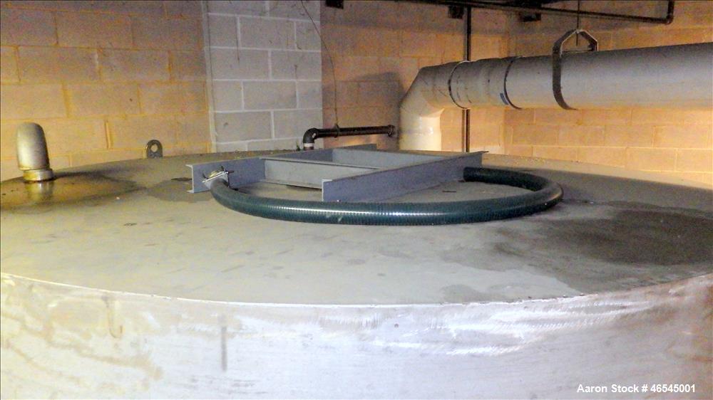 Used Lewis Metals Corp Tank, 7684 Gallon, 304 Stainless Steel, Vertical.  114" Dia. x 174" Straight Side, Flat Top and Flat Bottom, 24" Side Bottom Manway with Cover.  Built in 2001.