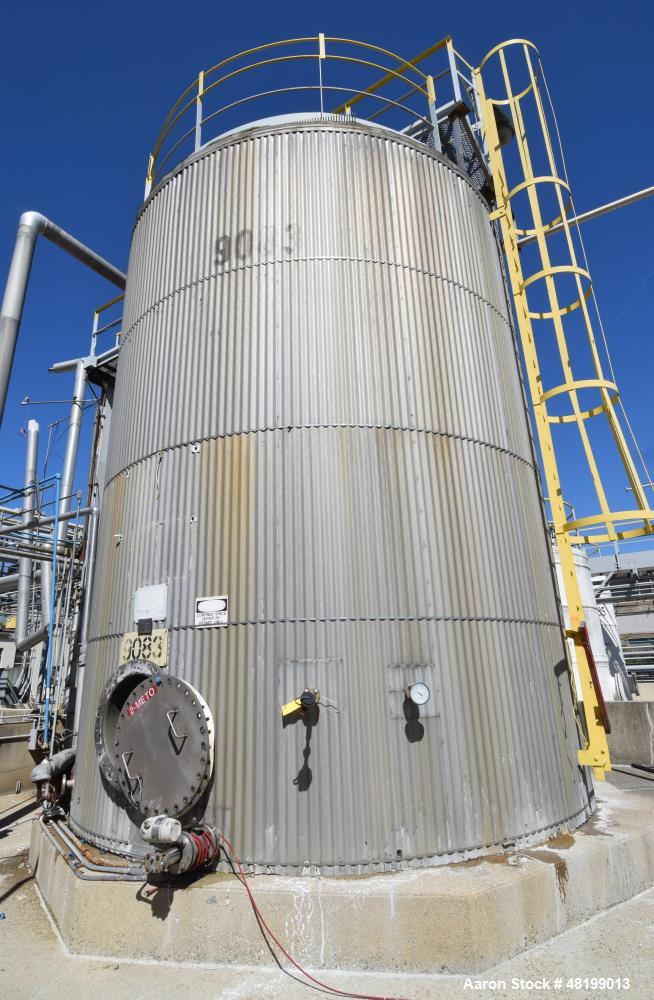 Used Lowe-Mar 15,000 Gallon, Stainless Steel, Vertical Tank.