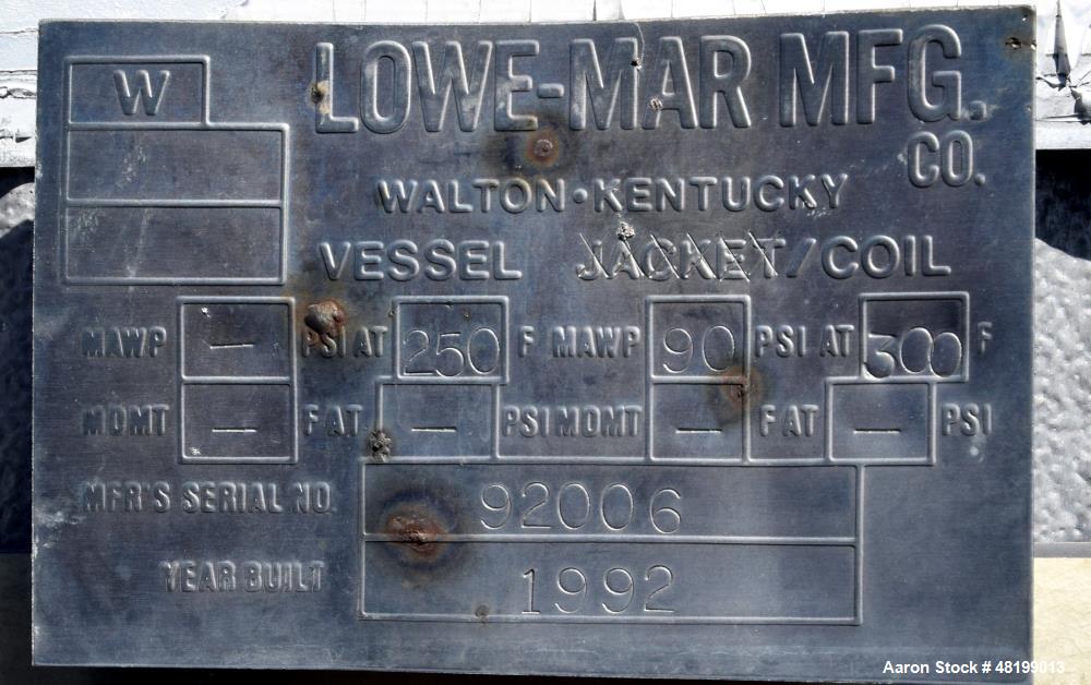 Used Lowe-Mar 15,000 Gallon, Stainless Steel, Vertical Tank.