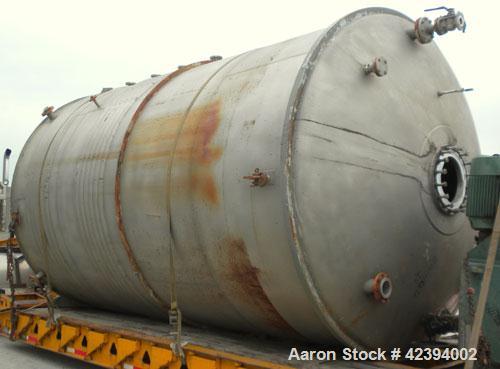 Used Modern Welding Company Tank, 9000 gallon, 304 stainless steel, vertical. Approximate 120" diameter x 184" straight side, dished top, flat bottom. Internal rated 5 psi at 150 deg F. (2) Approxima...