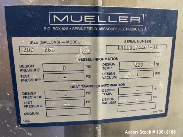 Used-Mueller 6600 Gallon Insulated Vertical Storage Tank. 304SS