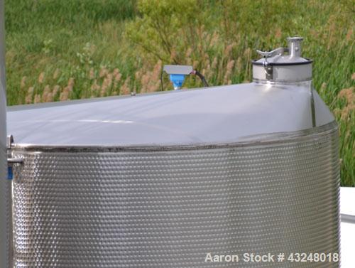 Used Mueller Tank, 13,892 Gallon, Model DF, Stainless Steel, Vertical. Approximate 144" diameter x 198" straight side. Off center coned top, sloped bottom. (2) 40" Sections of dimple jacket on the si...