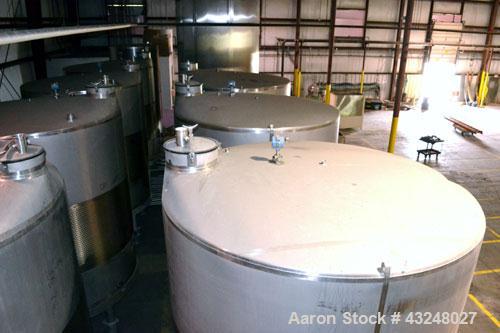 Used Mueller Tank, 6000 Gallon, Model DF, 304 Stainless Steel, Vertical. Approximate 118" diameter x 126" straight side. Off center coned top, sloped bottom. (1) 46” Section of dimple jacket on the s...