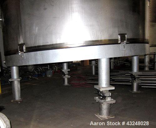Used Mueller Tank, 6000 Gallon, Model DF, 304 Stainless Steel, Vertical. Approximate 118" diameter x 126" straight side. Off center coned top, sloped bottom. (1) 46” Section of dimple jacket on the s...